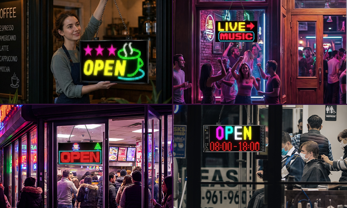 Open sign lifestyle scenes